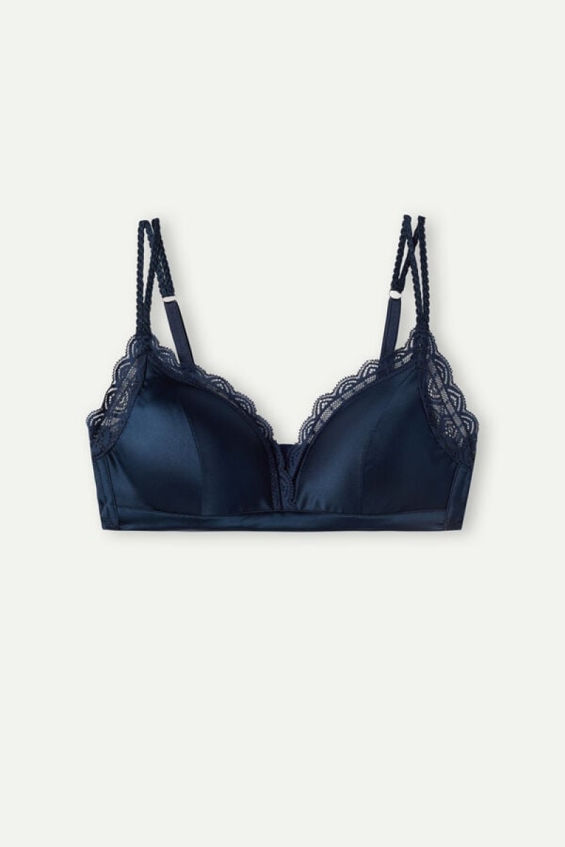 Intimissimi Tiziana Silk And Lace Triangle Bra Plave | SN-ITMSM57010