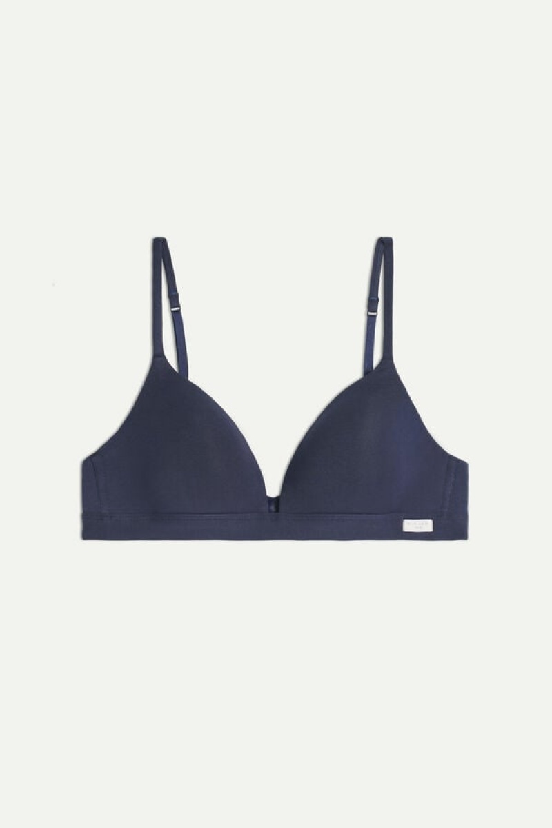 Intimissimi Tiziana Triangle Bra In Cotton Plave | SN-ITMSM56632