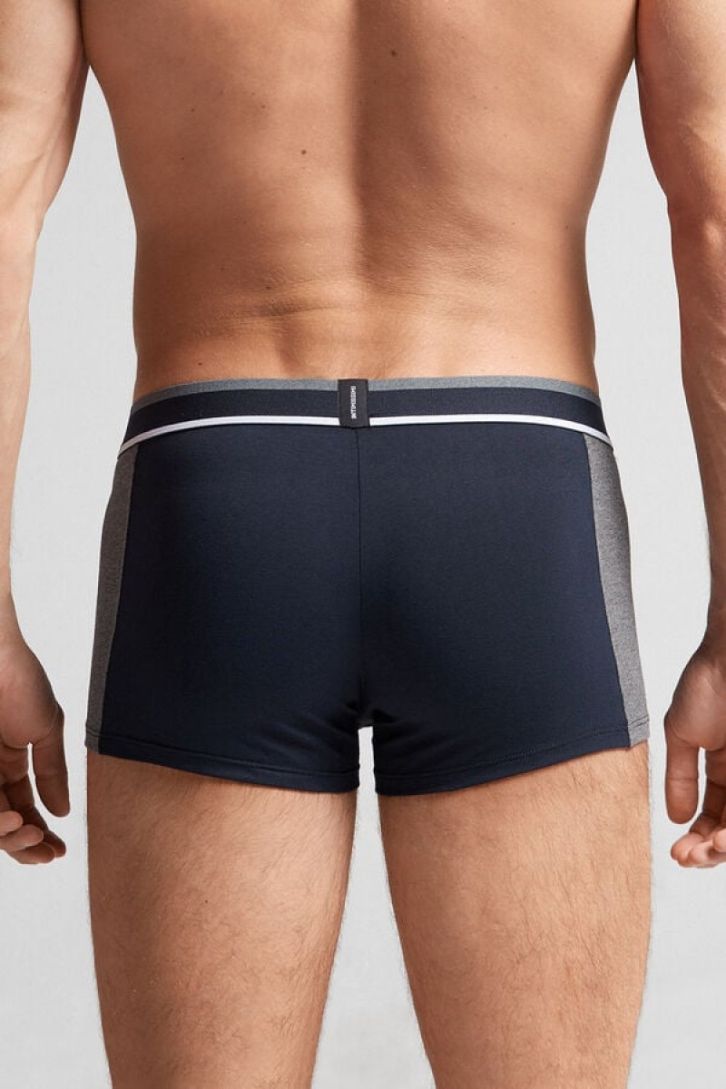 Intimissimi Two-tone Boxers In Stretch Supima® Cotton Plave | SN-ITMSM58453