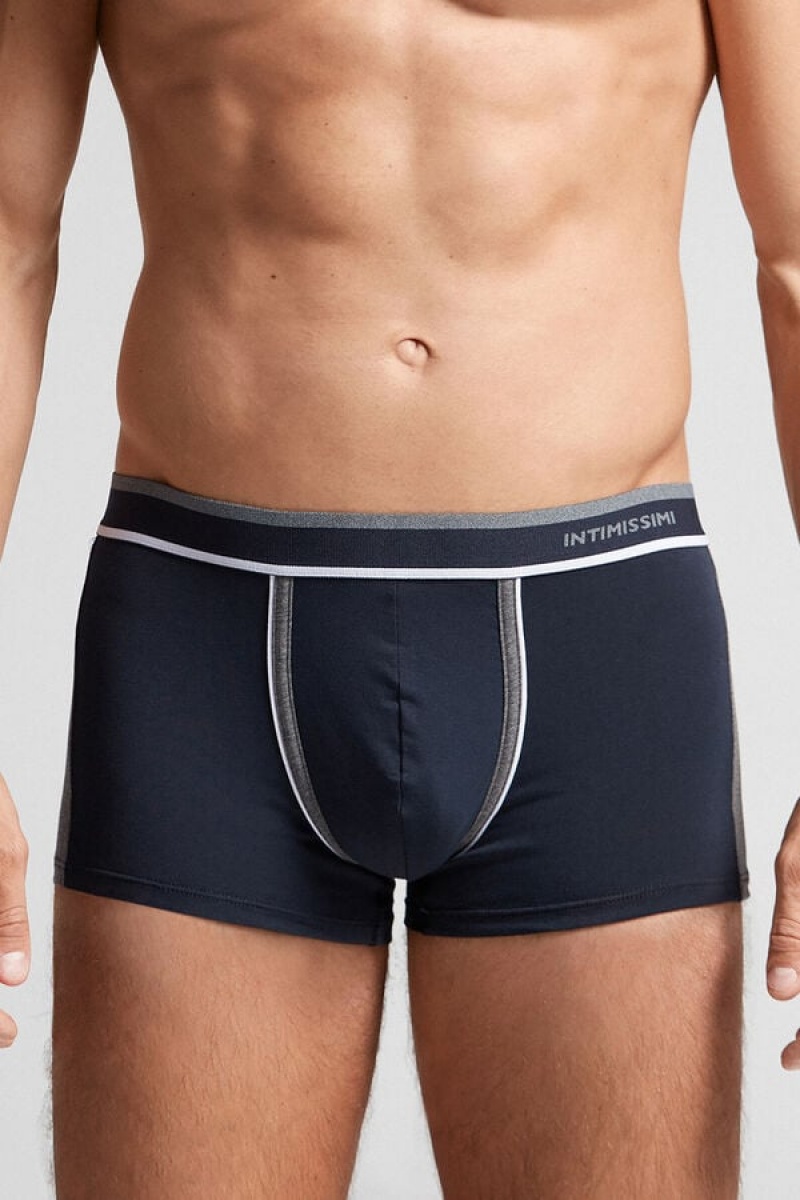 Intimissimi Two-tone Boxers In Stretch Supima® Cotton Plave | SN-ITMSM58453