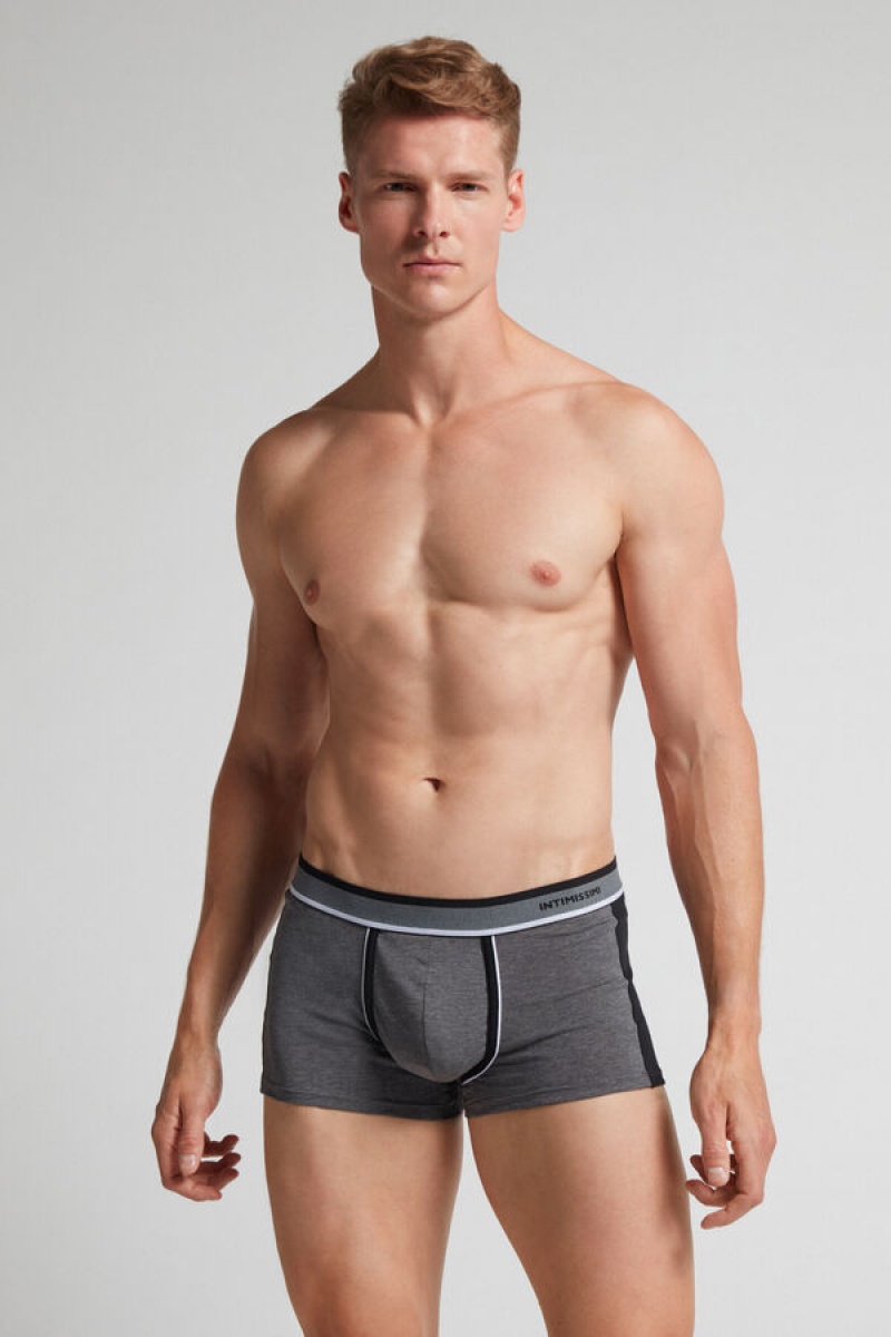 Intimissimi Two-tone Boxers In Stretch Supima® Cotton Crne | SN-ITMSM58464