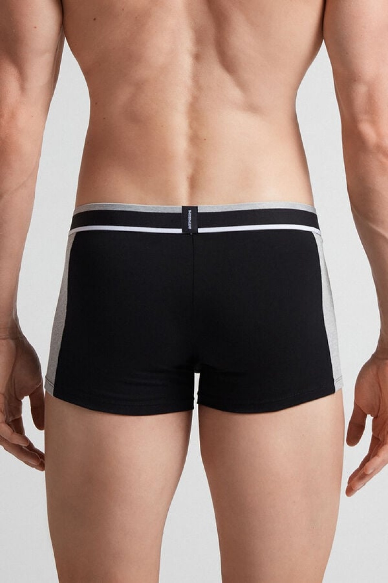 Intimissimi Two-tone Boxers In Stretch Supima® Cotton Crne | SN-ITMSM58465