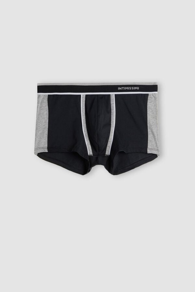 Intimissimi Two-tone Boxers In Stretch Supima® Cotton Crne | SN-ITMSM58465