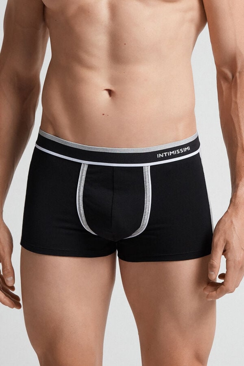 Intimissimi Two-tone Boxers In Stretch Supima® Cotton Crne | SN-ITMSM58465