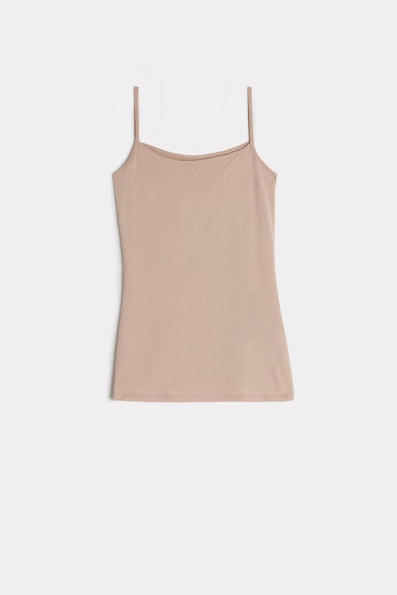 Intimissimi Ultrafresh Supima® Cotton Vest Top Bež | SN-ITMSM57931