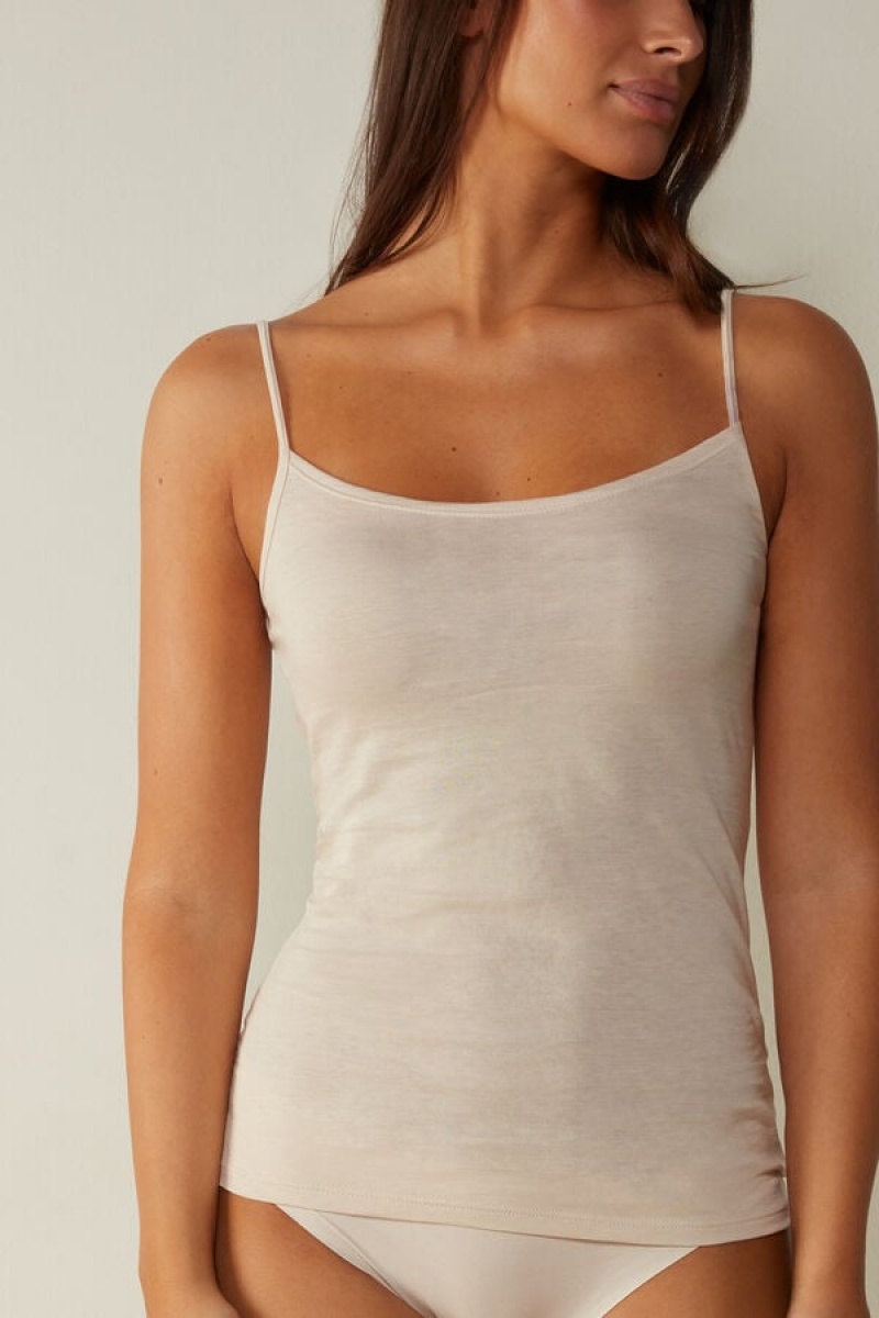 Intimissimi Ultrafresh Supima® Cotton Vest Top Bež | SN-ITMSM57932