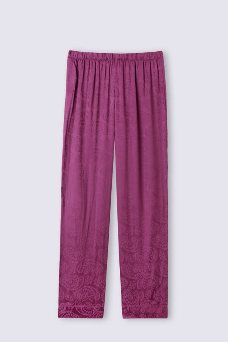 Intimissimi Velvet Paisley Satin Jacquard Full Length Pants Ljubičaste | SN-ITMSM58282