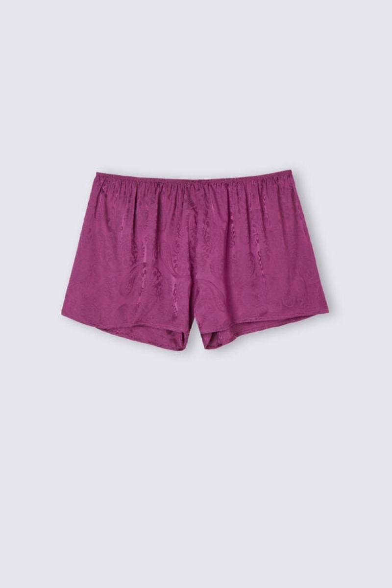 Intimissimi Velvet Paisley Satin Jacquard Shorts Ljubičaste | SN-ITMSM58391