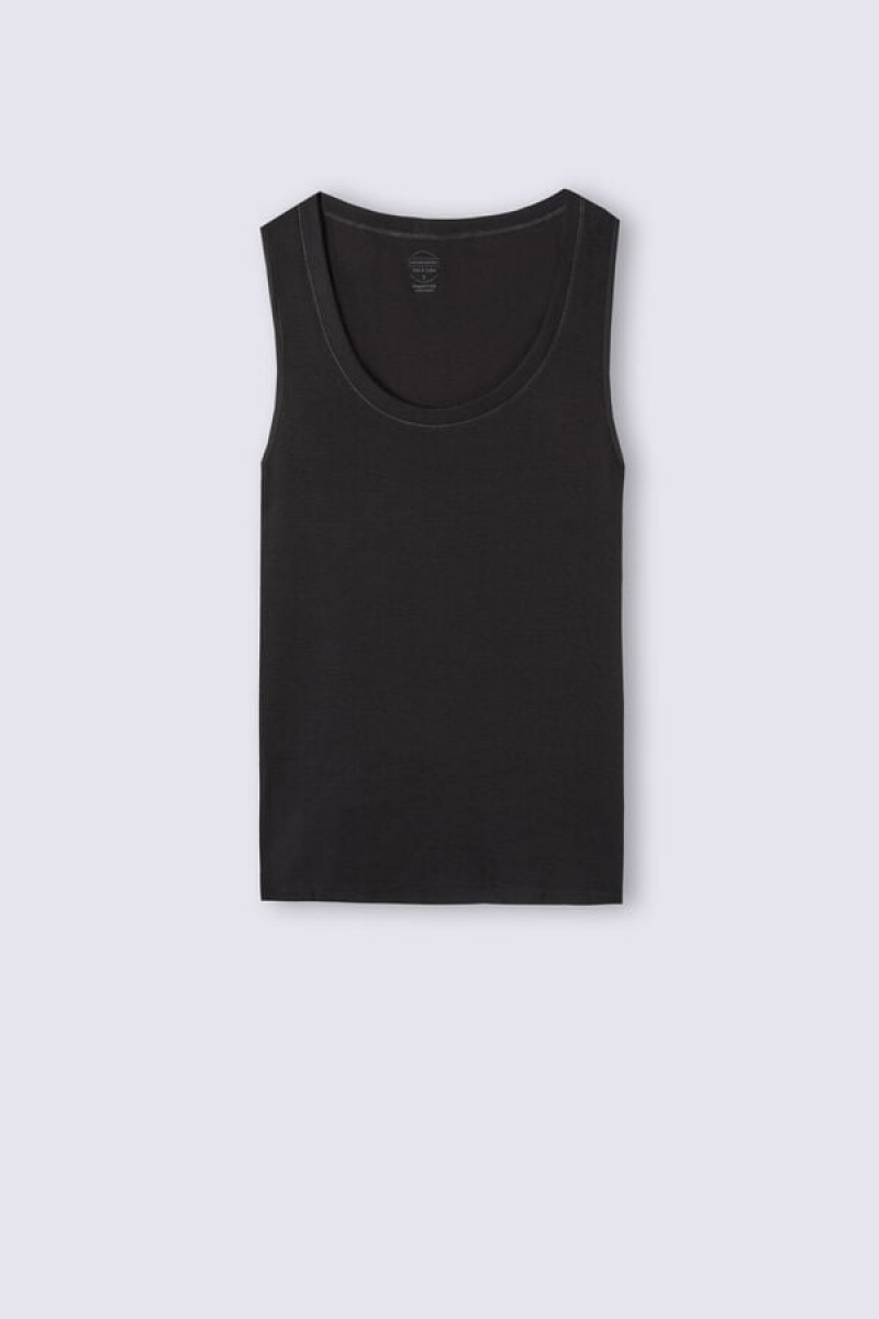 Intimissimi Vuna & Cotton Tank Top Crne | SN-ITMSM58022