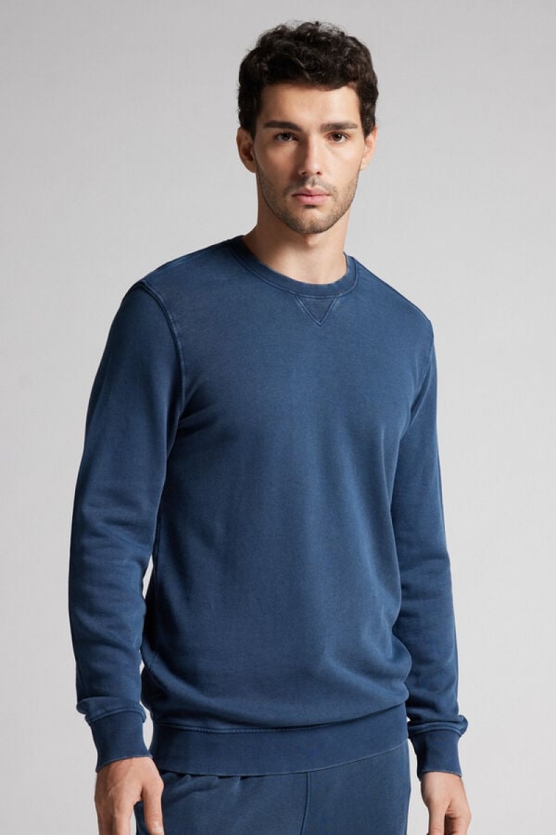 Intimissimi Washed Kolekcija Crewneck Sweatshirt Plave | SN-ITMSM58667