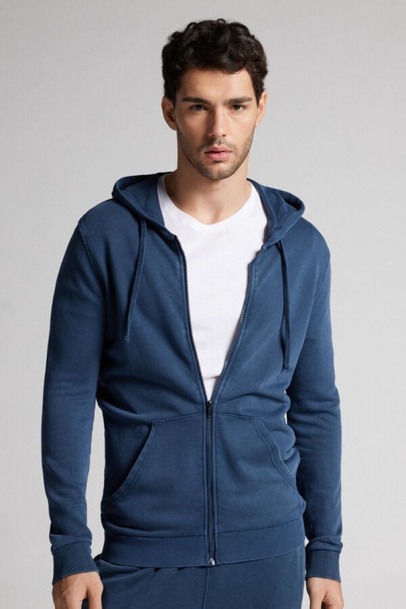 Intimissimi Washed Kolekcija Zip Sweatshirt Plave | SN-ITMSM58653