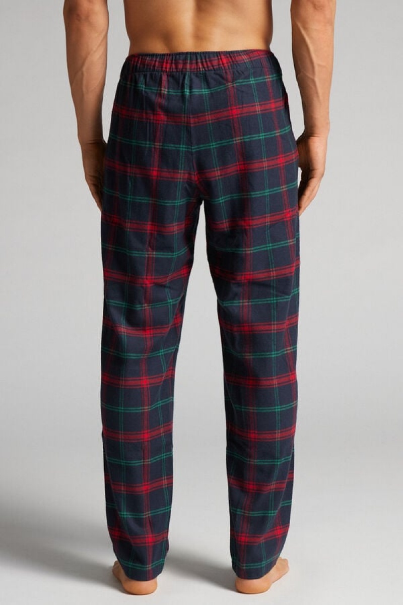 Intimissimi / Check Pattern Brushed Cloth Full Length Pants Zelene | SN-ITMSM58697