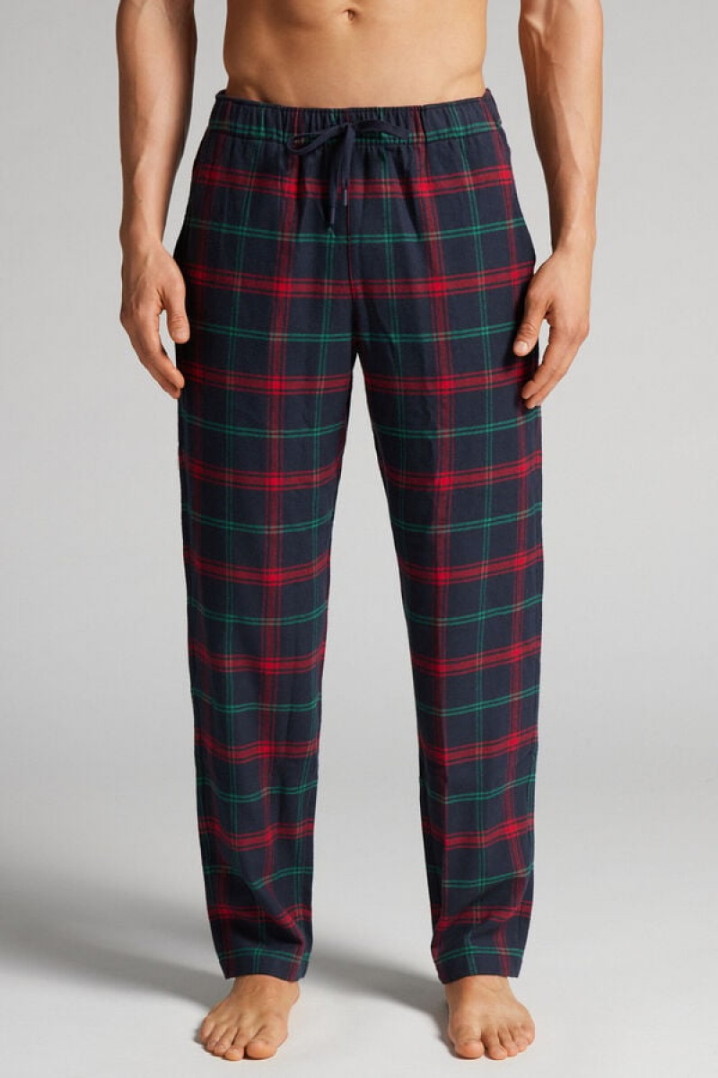 Intimissimi / Check Pattern Brushed Cloth Full Length Pants Zelene | SN-ITMSM58697