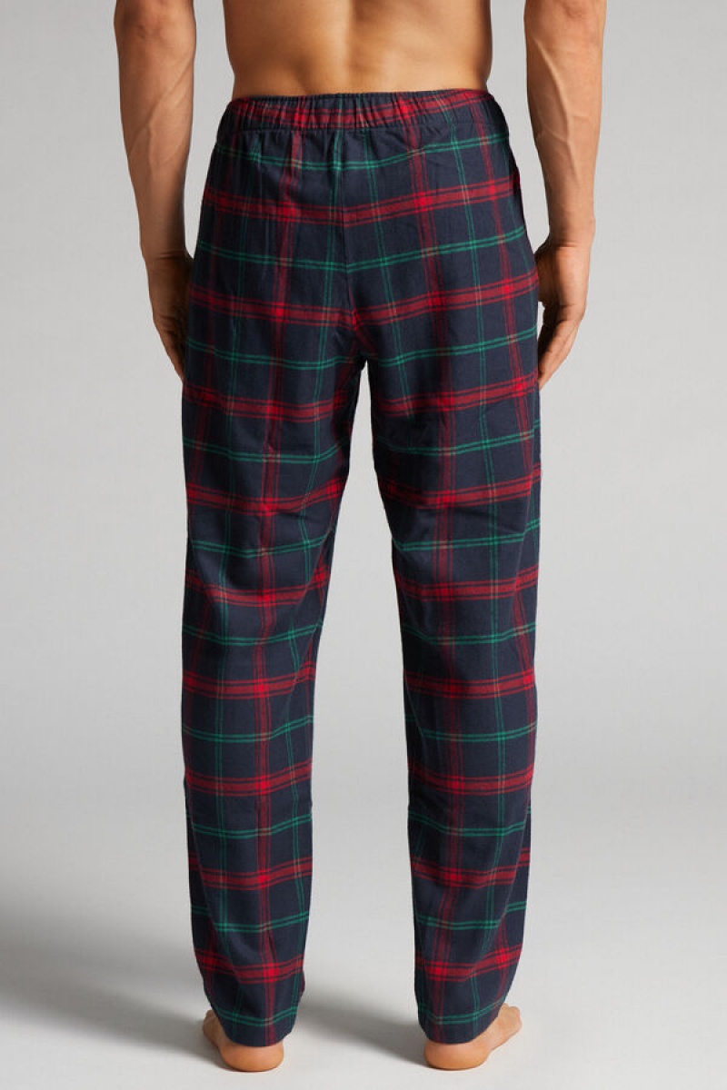 Intimissimi / Check Pattern Brushed Cloth Full Length Pants Zelene | SN-ITMSM58767